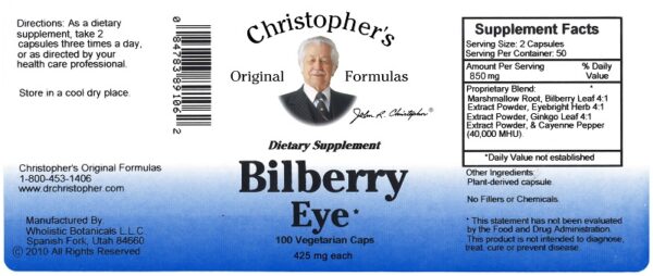 Christopher's Original Formulas - Bilberry Eye Capsule 100 ct. - Image 2